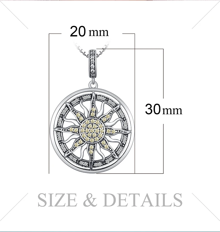 JewelryPalace небесное солнце 925 пробы Серебряное кубическое циркониевое очаровательное массивное ожерелье с подвеской женские ювелирные изделия без цепочки
