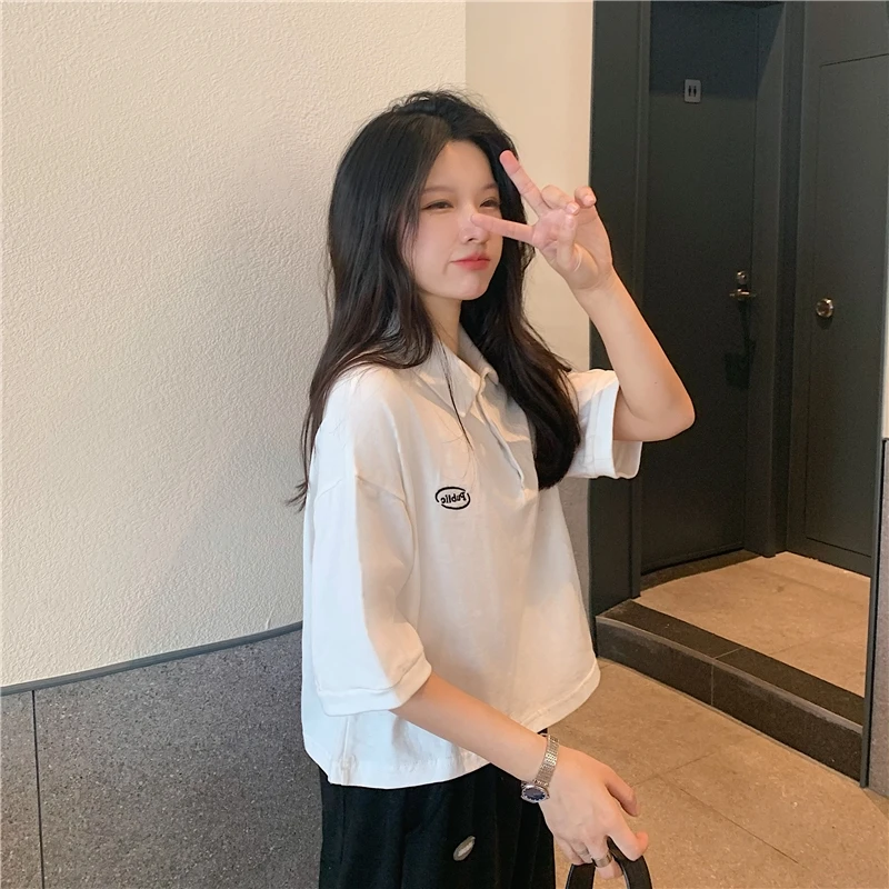 

Real Shot Polo Short T-shirt Women's Age-Reducing Summer Slim Fit