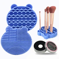 silicon makeup brush cleaning mat with brush drying holder brush cleaner mat with makeup brush dry cleanedremoval sponge tool