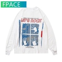 fpace tshirts streetwear hip hop hands print punk rock gothic streetwear tees shirts harajuku fashion casual long sleeve tops