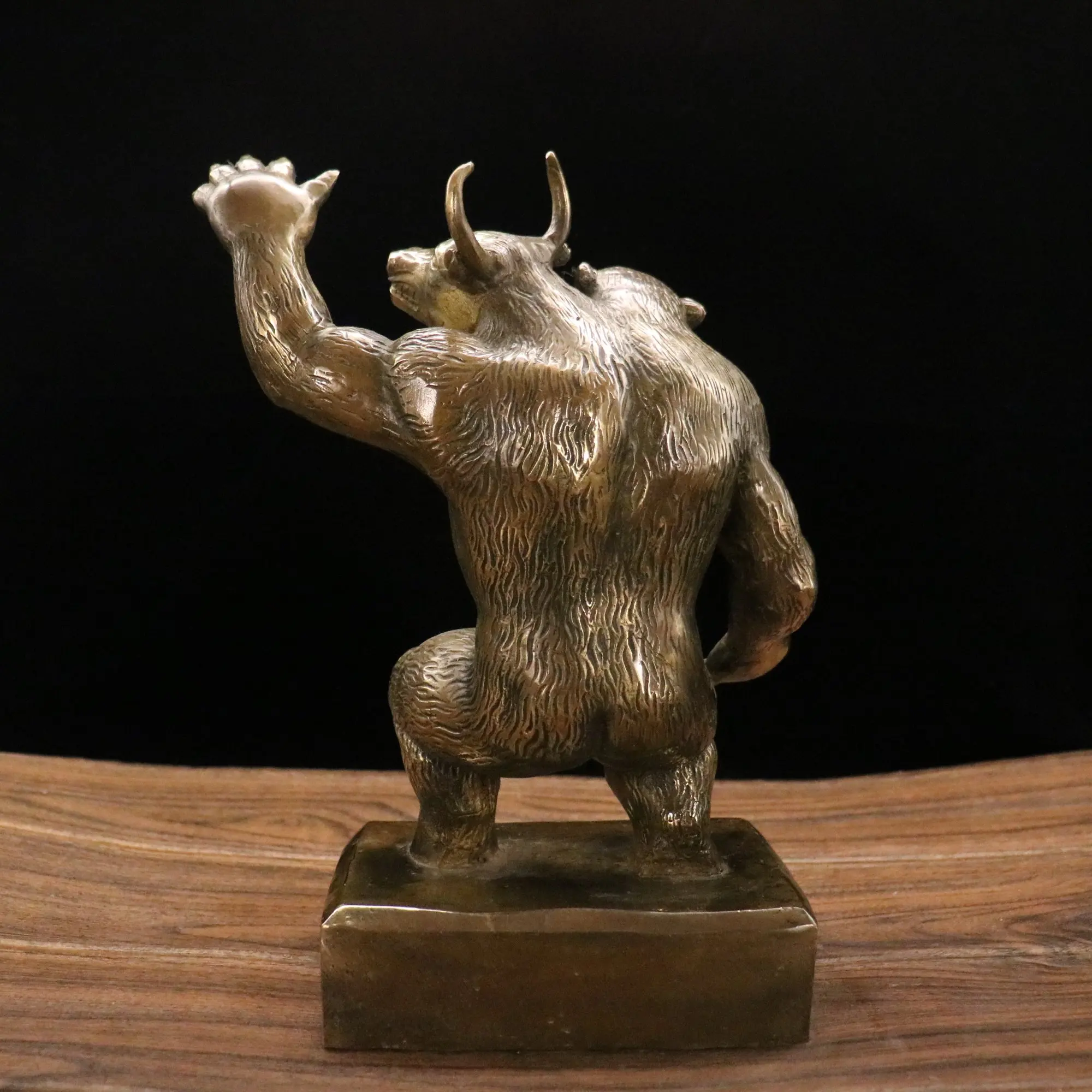 12-дюймовая коллекция тибетского храма старый бронзовый медведь статуя быка