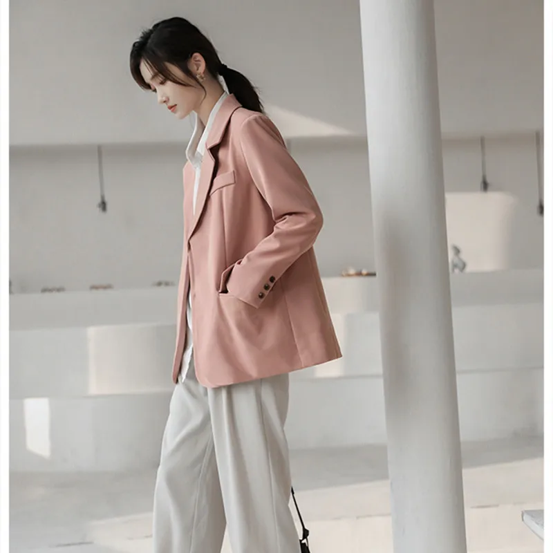 

2021 Spring Solid Jacket Women Suits Single-breasted Blazer Office Ladies Formal Blazer Notched Collar Outwear