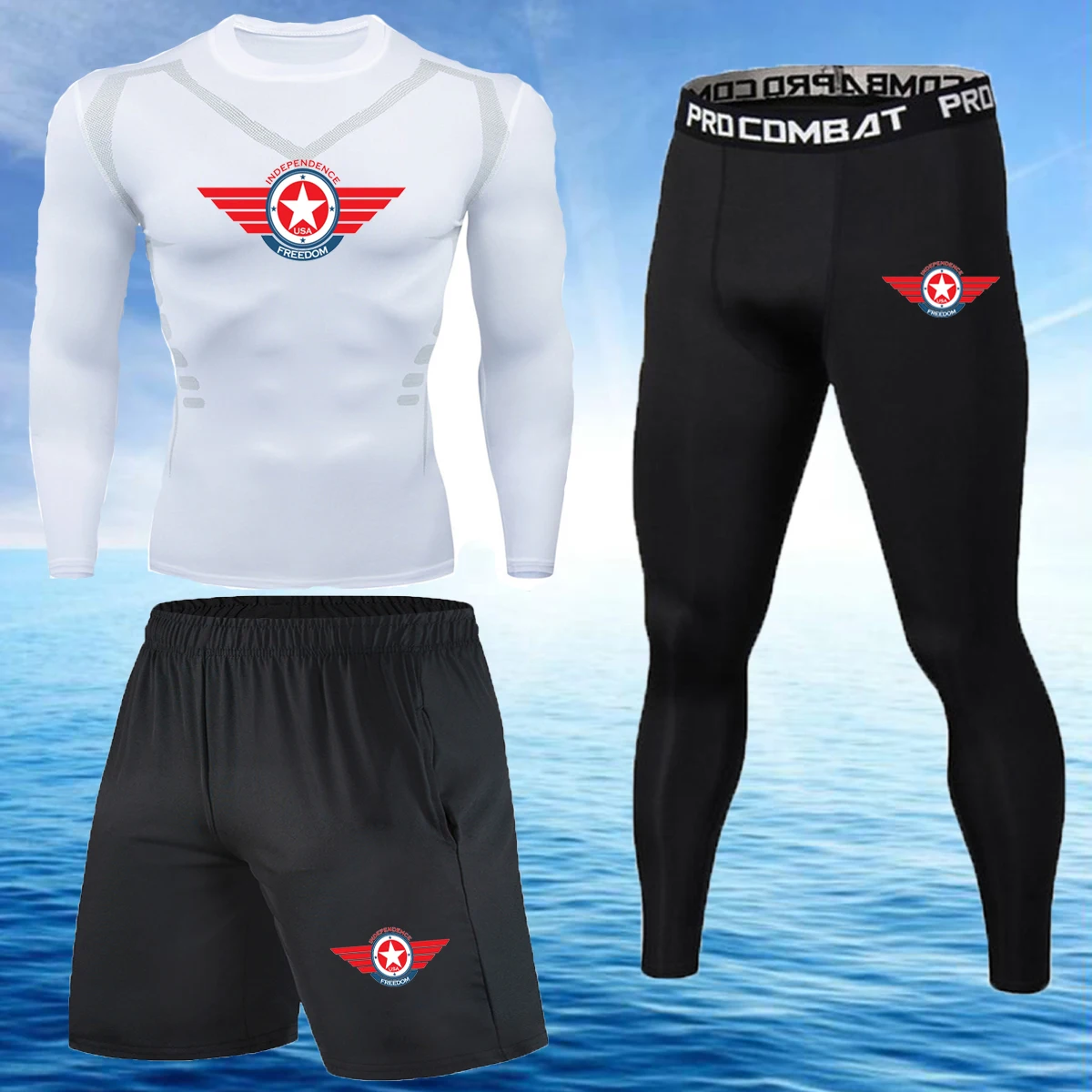 

2021 Men Sportswear Compression Suits Breathable Gym Clothes Man Sports Joggers Training Gym Fitness Tracksuit Running Sets 3XL