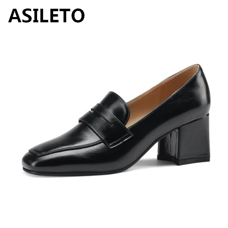 

Классические ретро дамские туфли-лодочки ASILETO 2021, офисные слипоны с квадратным носком 6 см, квадратный каблук, размер 32-40, бежевый, черный, кор...
