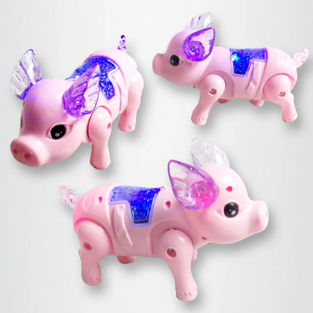 

Kids Gift Unique Flashing Led Plastic Electronic Walking Pig Interactive Educational Pet Toy Musical Development With Rope Glow