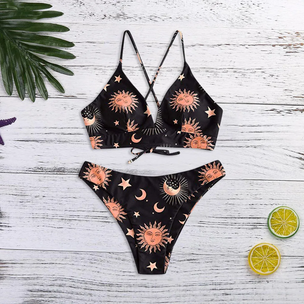 2020 сексуальный купальник со звездами и луной пуш ап мягкий бюстгальтер пляжный