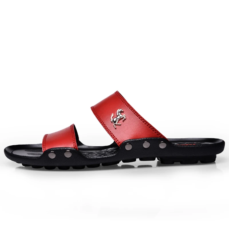 ALCUBIEREE Summer Mens Peep Toe Shoes Man Breathable Sandals Fashion PU Leather Slippers Lightweight Beach Casual Slides | Обувь