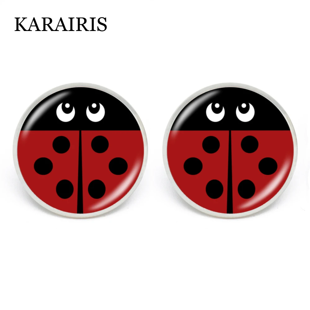 

KARAIRIS Cute Ladybug Earrings Cute Round Stud Earrings Ladybug Jewelry for Girls Women Christmas Gifts Drop Shipping