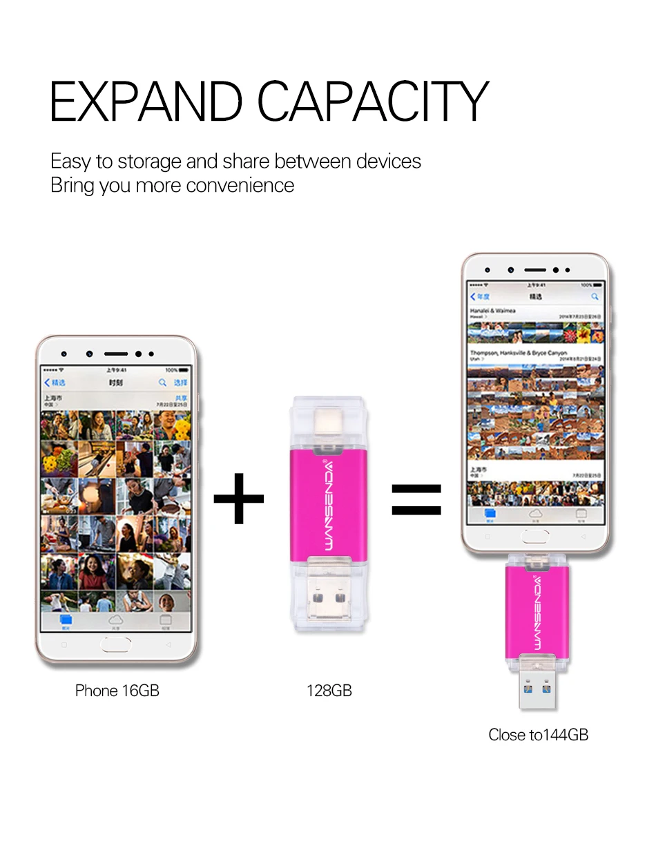 WANSENDA 2 в 1 TYPE-C USB3.0 USB флеш-накопители 256 ГБ 128 Гб 64 ГБ 32 ГБ 16 ГБ флеш-накопитель для Android/PC Внешний usb-накопитель
