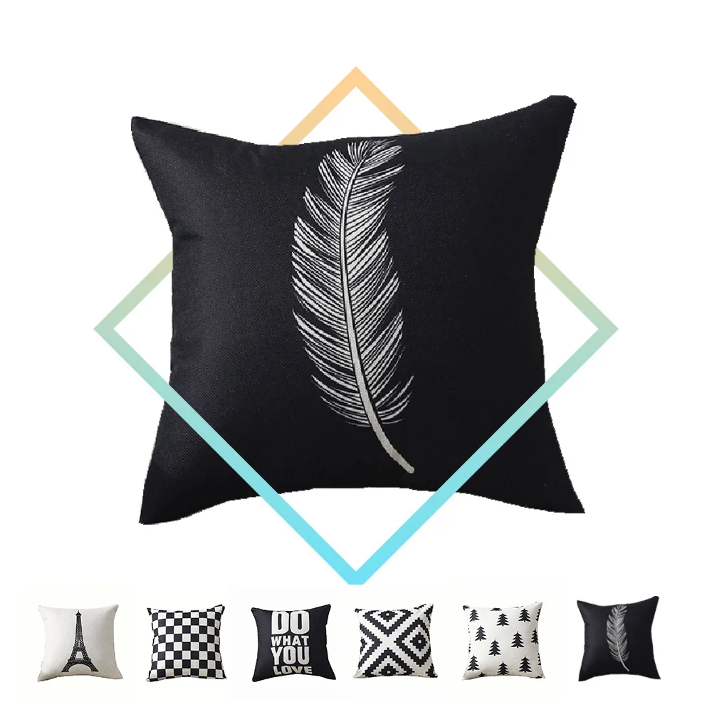 Простая черно-белая задняя наволочка для подушки чехол в полоску с треугольным