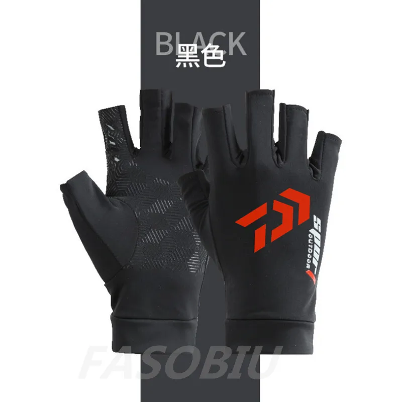 

Daiwa Summer Half Finger Fishing Gloves Ice Silk Thin Section Elastic Riding Breathable Sweat-absorbing Sunscreen Outdoor Gloves