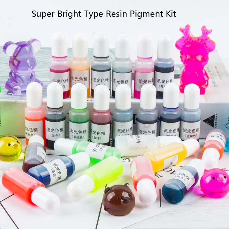 

24 Color Super Bright Resin Pigment Kit Transparent Epoxy UV Resin Coloring Dye Pigment Resin Colorant Fading Resistance
