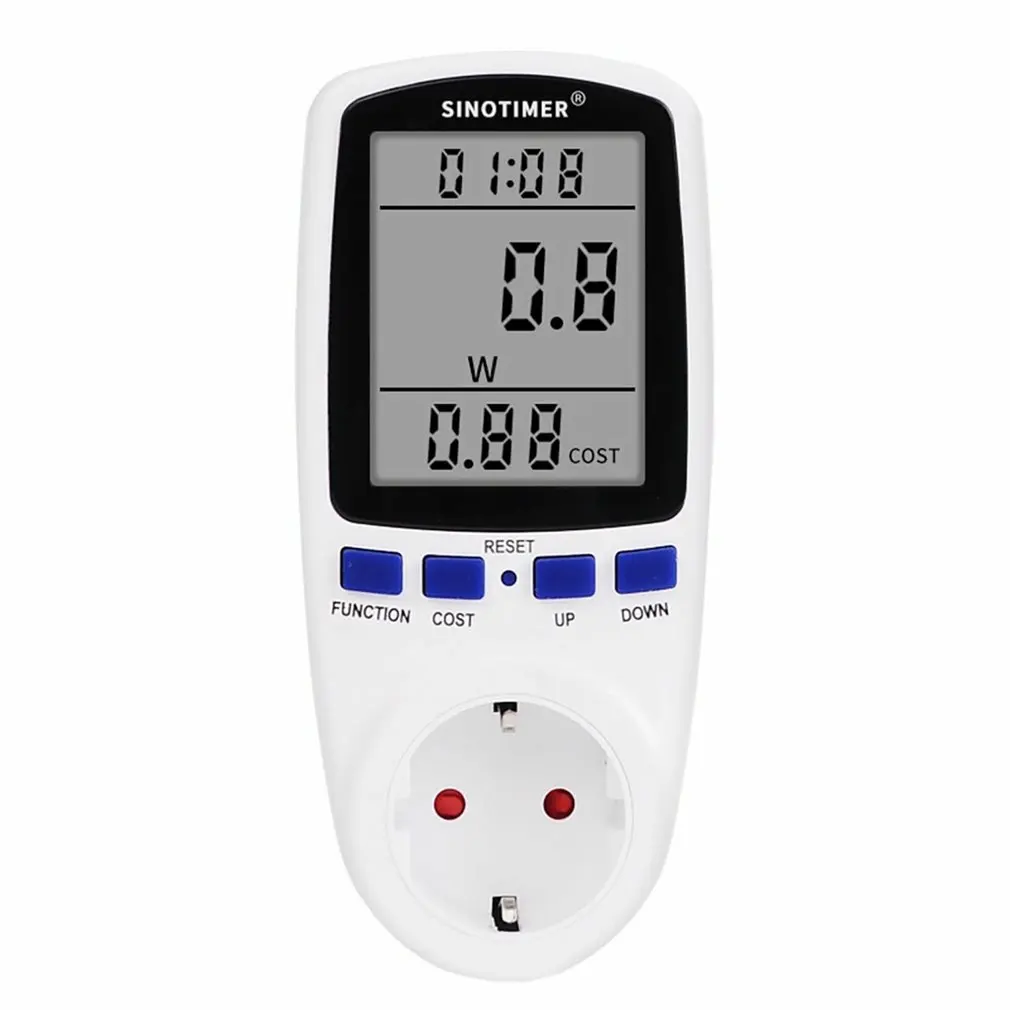 

Цифровой измеритель мощности, ваттметр с ЖК дисплеем, 120 в/220 В переменного тока, измеритель мощности с розеткой кВт/ч Счетчик Энергии станда...