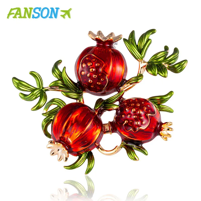 FANSON красная гранатовая брошь осень фрукты булавка эмаль броши для женщин пальто