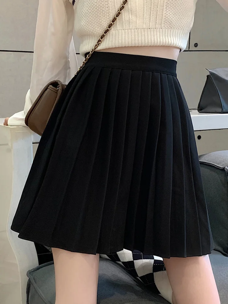 Женская кофейная плиссированная юбка с высокой талией новинка 2021 маленькая