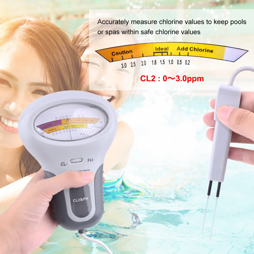 

Chlorine Meters PH Tester 2 In 1 Tester Water Quality Testing PH Cl2 Level Tester For Family Outdoor Swimming Accessories Pool