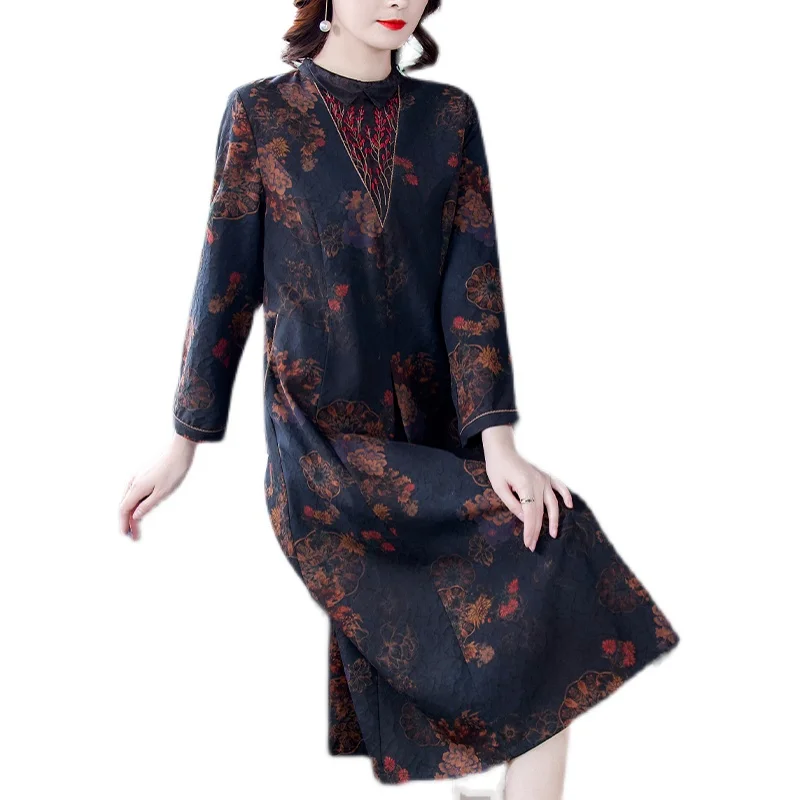 

COIGARSAM 4XL Plus Size Full Sleeve Women dress Spring Dresses Red Navy 8669