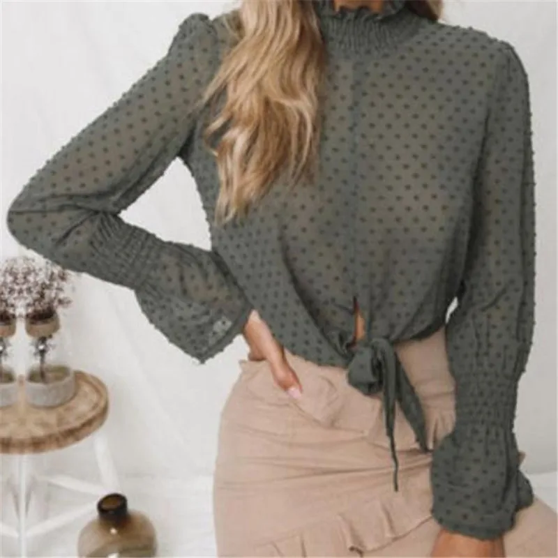 New Women Blouse Boho Beach Autumn Tops Long Sleeve Floral Shirt Polka Dot Harajuku Loose Tumblr Elegant Blusas Femininas | Женская