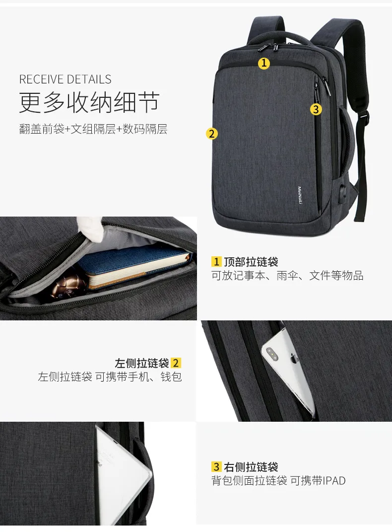 15,6 дюймов рюкзаки для ноутбука мужские рюкзаки бизнес ноутбук Mochila водонепроницаемый рюкзак usb зарядка сумки дорожные сумки