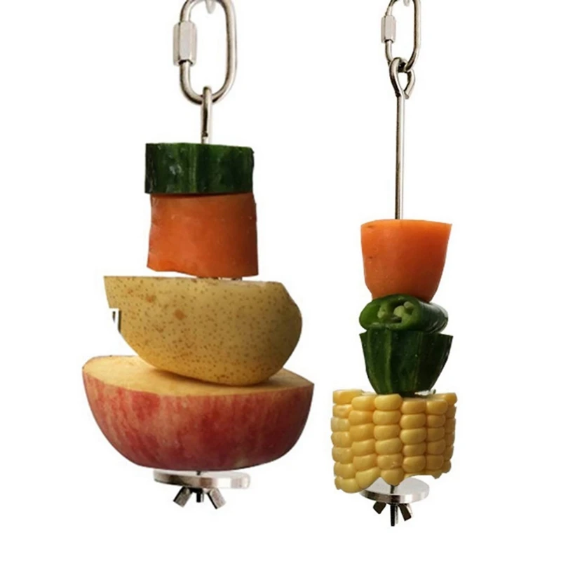 2 шт. птица Еда держатель Птичьи кормушки Нержавеющая сталь попугай фрукты