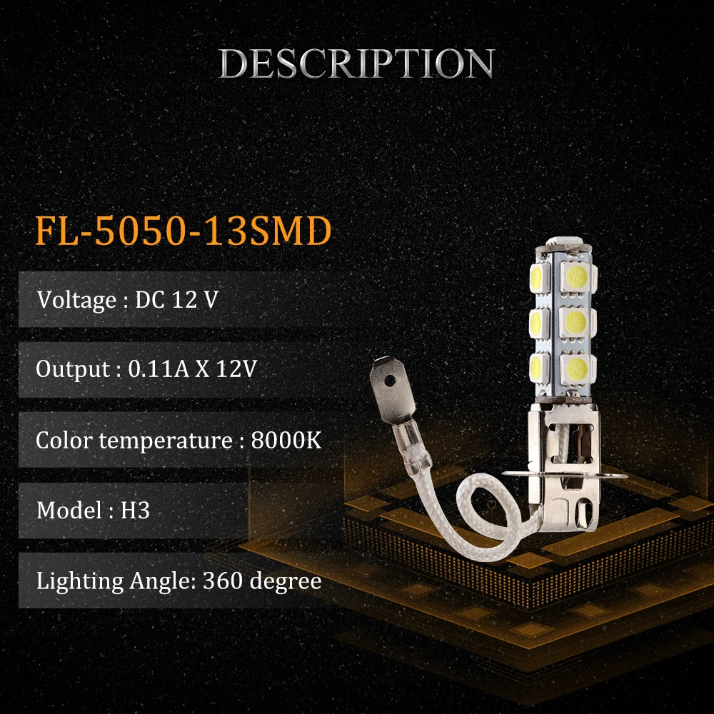 YM E Bright 2 шт./лот H1 H3 5050 13 SMD leds Автомобильные противотуманные фары светодиодные