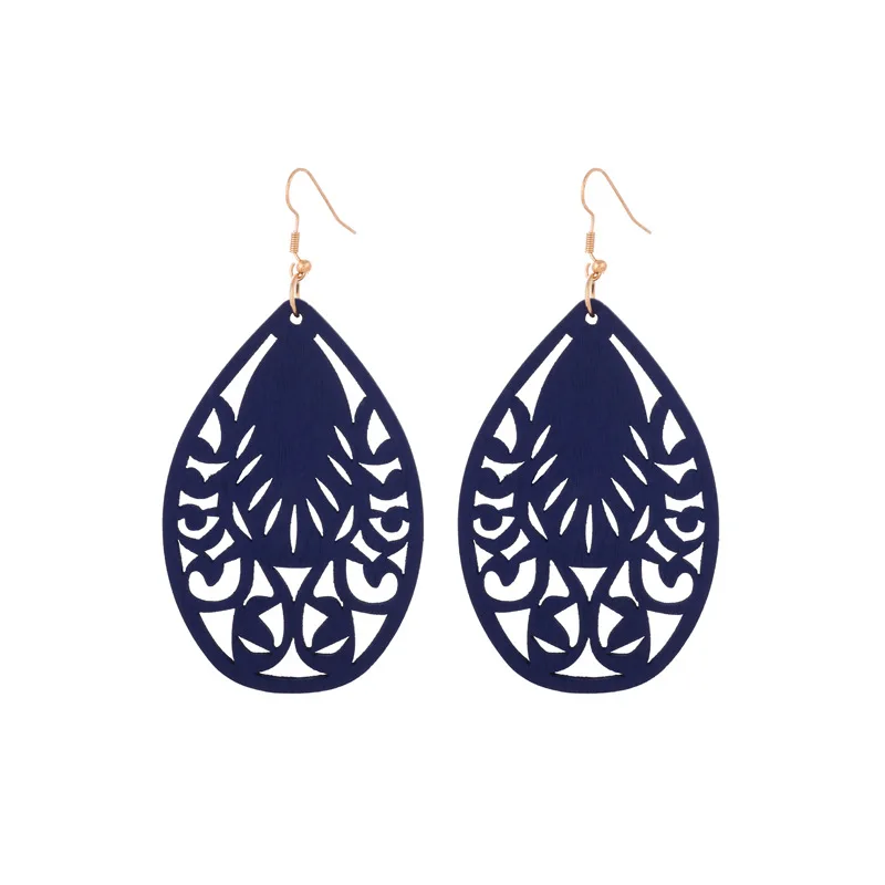 

Oval Hollow Carved Wooden Earrings for Women Handmade Wooden Earrings Brincos Jewelry Femme