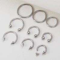9pcs hoop earrings smiley nose ring septum real piercing bar set ear cartilage tragus helix lip bcr circular barbell jewelry 16g