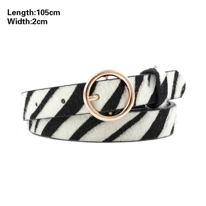 

2021 Fashion Leopard Belt Women Snake Zebra Print Thin Horsehair Waist Belt PU Leather Gold Ring Buckle Belts for Ladies Female