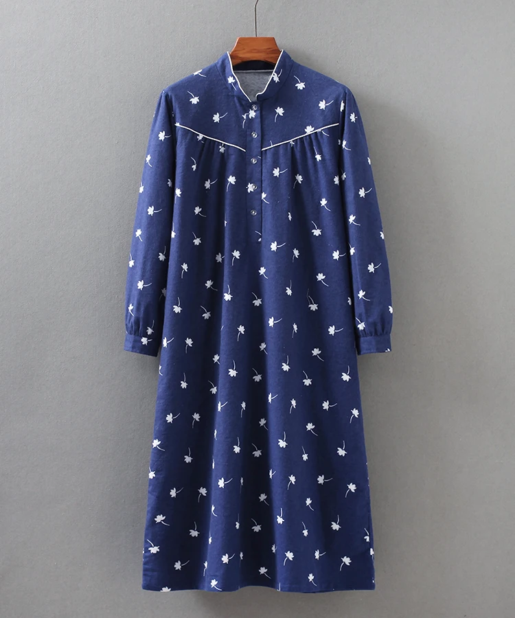 Размера плюс осенняя и зимняя женская модная свободная ночная рубашка с длинным
