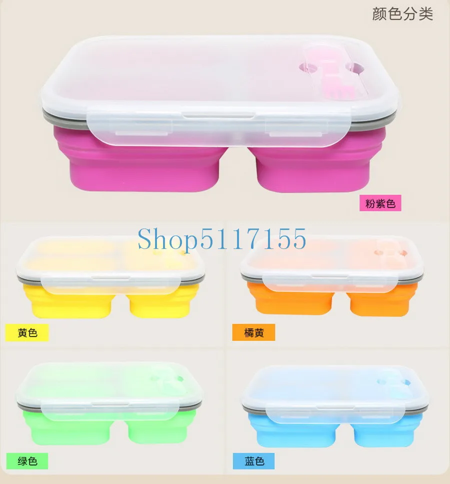 

DHL 50set 1100ml Silicone Collapsible Portable Lunch Box Large Capacity Bowl Lunch Bento Box Folding Lunchbox