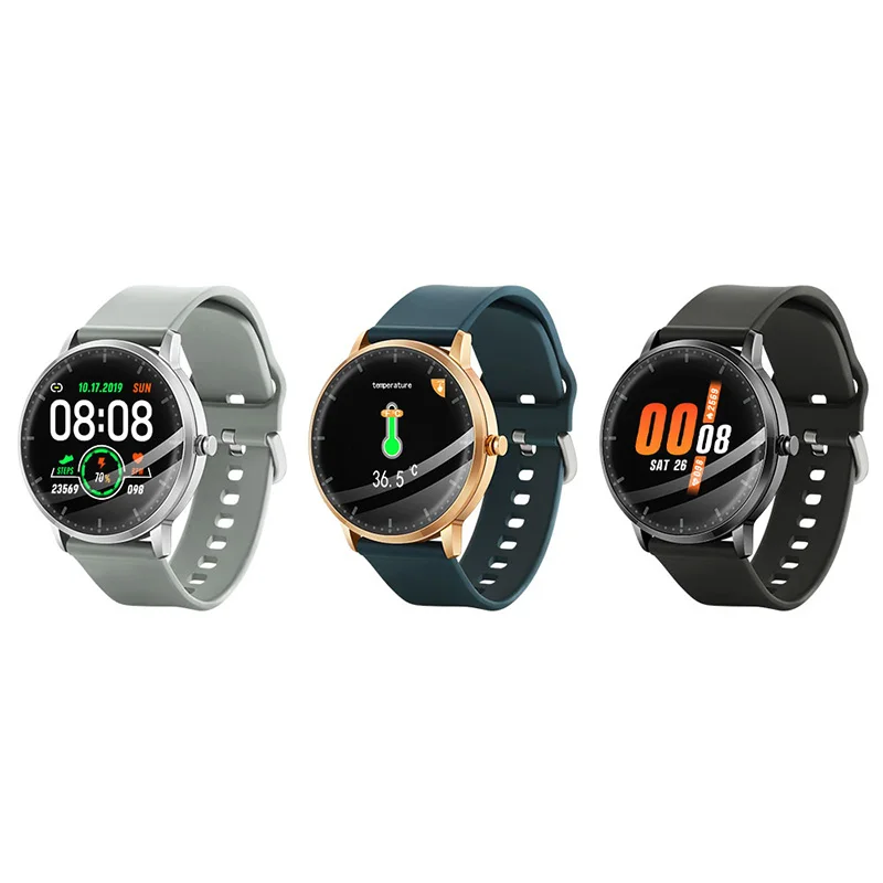 

Round Touch Smart Watch T9 Thermometer Sport Heart Rate Monitor Bracelet Fitness Tracker Calls Music Control Color Screen PK T88