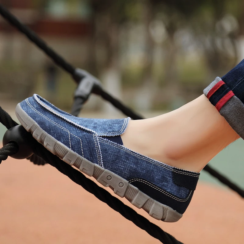 Кеды мужские холщовые дышащие Лоферы без застежки винтажные повседневные модные