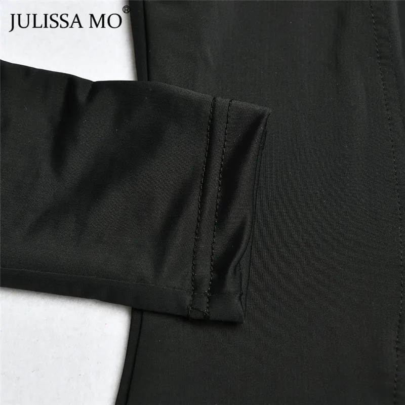 Julissa mo, черный облегающий боди с длинным рукавом, женские топы, модные базовые облегающие Комбинезоны на молнии,, Женский Повседневный эластичный комбинезон