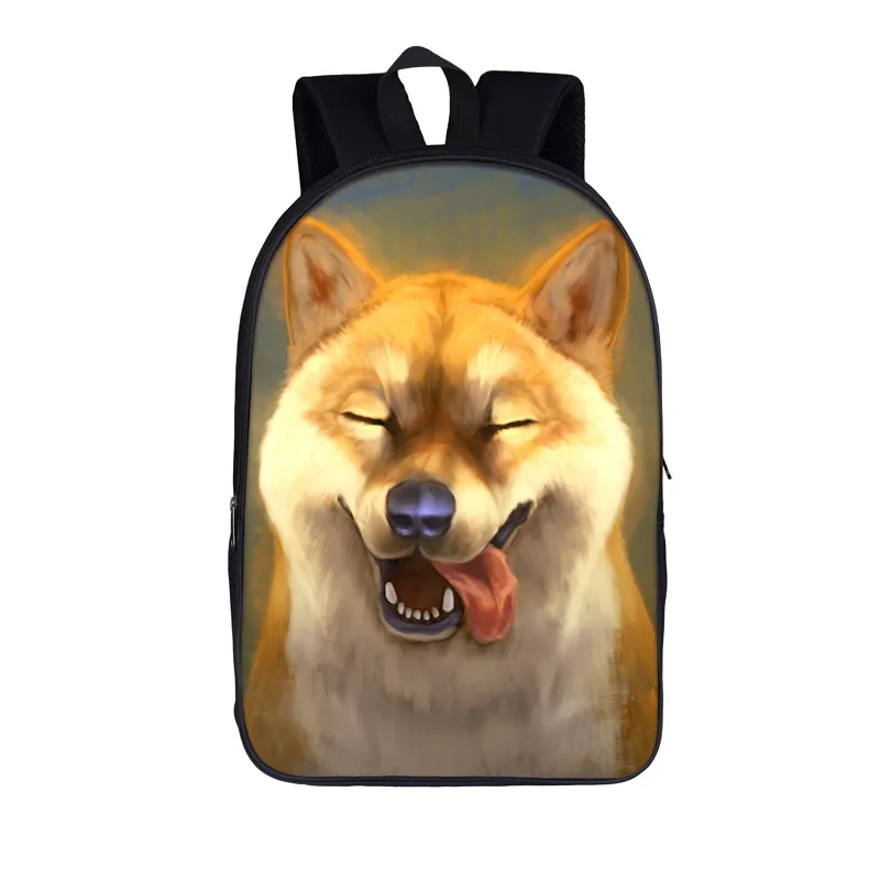16shibainu01 Собака Йоркширский терьер/Французский рюкзак с изображением бульдога детские школьные сумки для подростков мальчиков девочек Школьный рюкзак Детский Рюкзак bookbag - Цвет: 16shibainu01