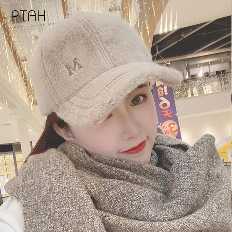 

[PTAH] Fashion Women Caps Autumn Winter Woolen Viscos Outdoor Sports Baseball Caps Female Classic Polo Style Women's Low Profile