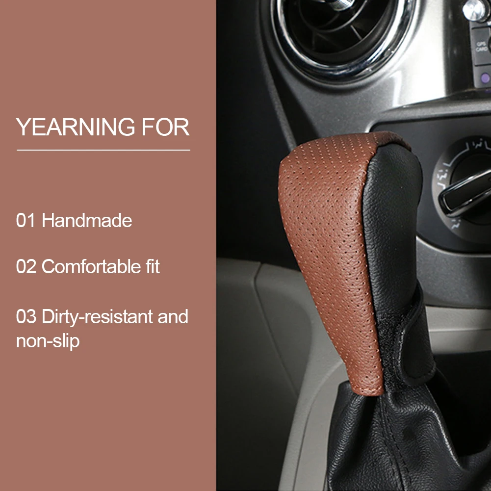 

PU Leather Gear Shift Knob Cover Protector Accessories AT Gear Head Shift Knob Cover