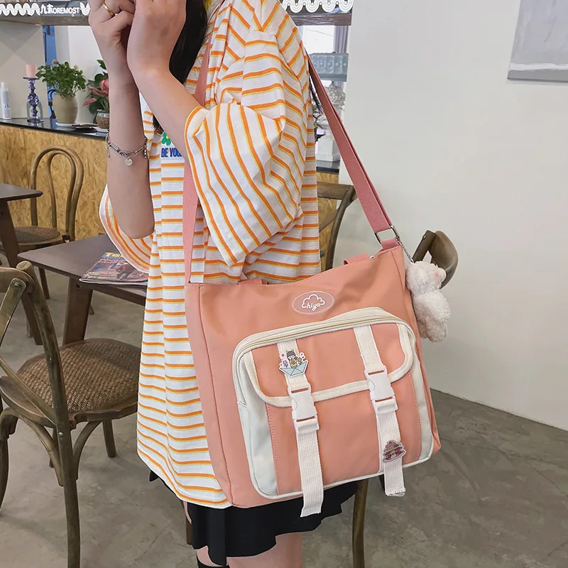 

Women's Bag Canvas Shoulder Crossbody Bags for Women 2021 Korean Female Handbags Large Girl Students School Bag Fashion Satchels