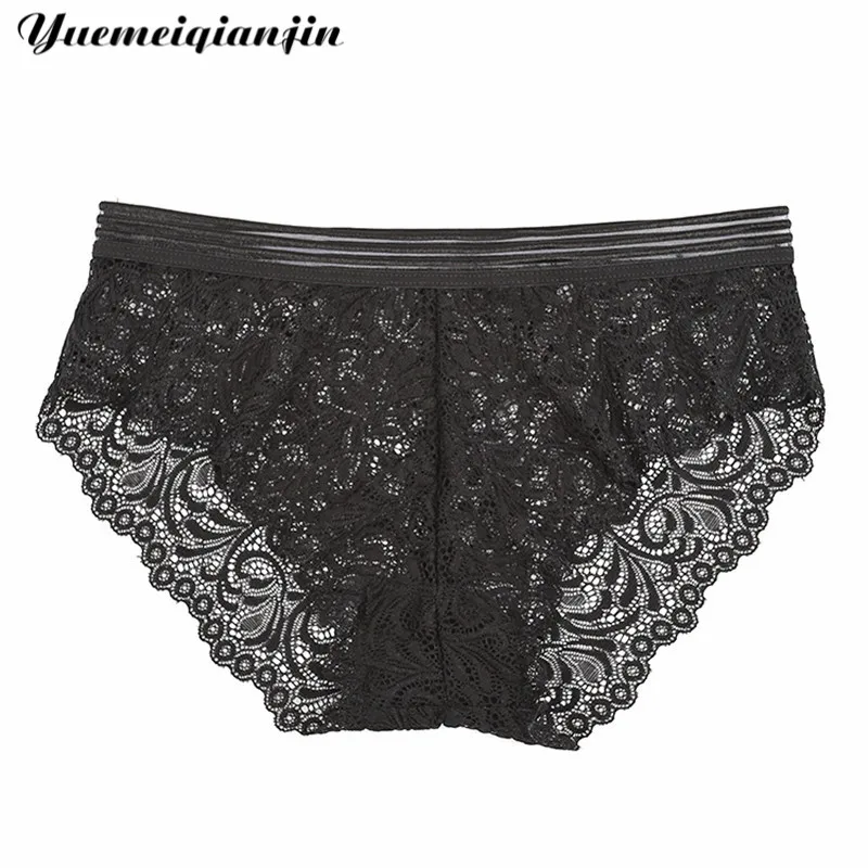 Женское нижнее белье женские сексуальные кружевные перспективные трусики удобные женские бесшовные, средняя посадка Сексуальные трусы-брифы Цветочные трусики - Цвет: Black