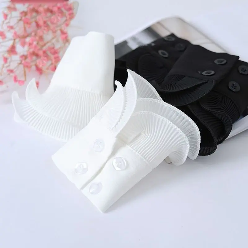 Съемная плиссированная рубашка с расклешенными рукавами накладные манжеты