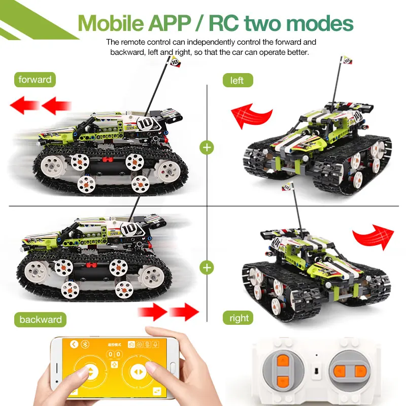 Technic RC Гусеничный гонщик Автомобильный Электрический двигатель функция питания