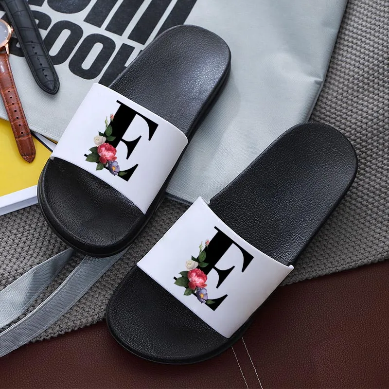 Letters Printed Women Slippers Cartoon Summer Sandals Non-Slip Flat Beach Shoes Girls Bathroom Flip Flop Indoor Slipper | Обувь