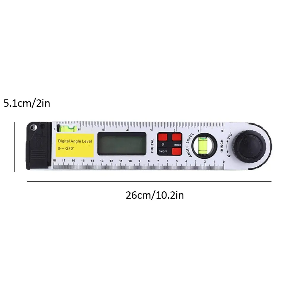 

Digital Angle Finder Ruler 250mm 0-270Degree Protractor Spirit Level Angle Meter (No Battery) Woodworking Angle Angle Protractor