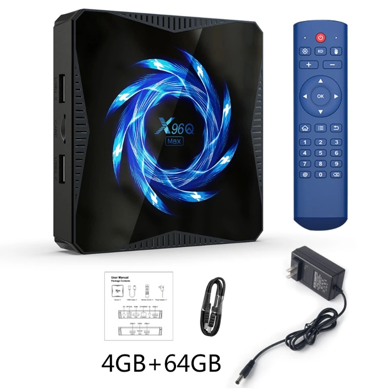 

X96Q MAX Smart TV Box Andr oid 10 4G 64GB 2.4G&5G wifi 4K Voice Assistant Media Player BT5.0 Set Top Box