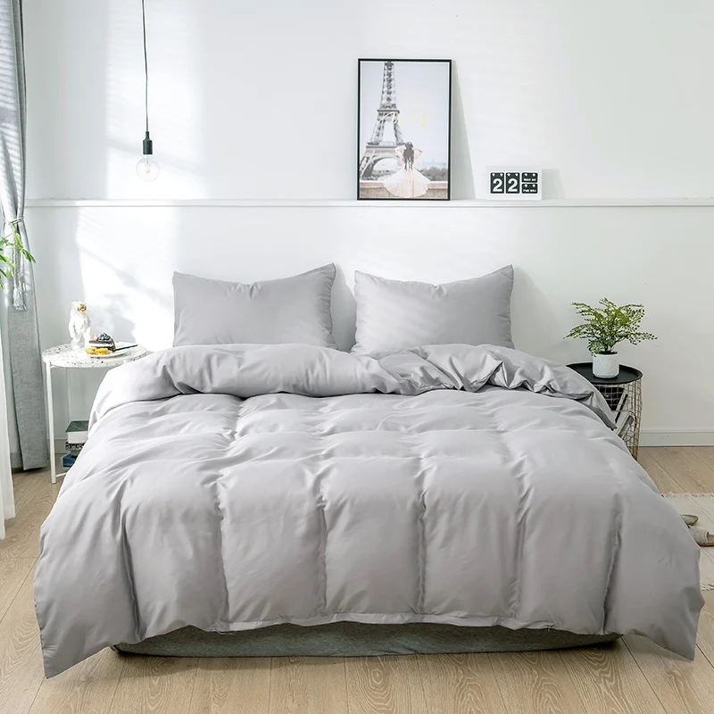 

Dropship Solid Color Duvet Cover Simple Bedding Set Soft Brushed Bedclothes Pillowcases Twin Full Queen King Size For Adult Kids