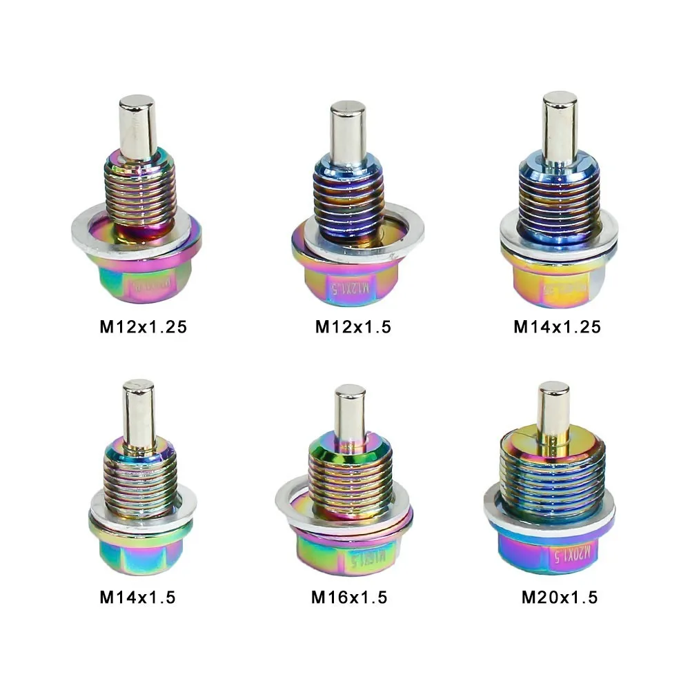 CNSPEED M20 M16 M14 M12* 1,5/1,25 алюминий Neo хром Магнитная дренажная масляная пробка дренажный болт масло отстойник Сливная пробка Гайка YC100281