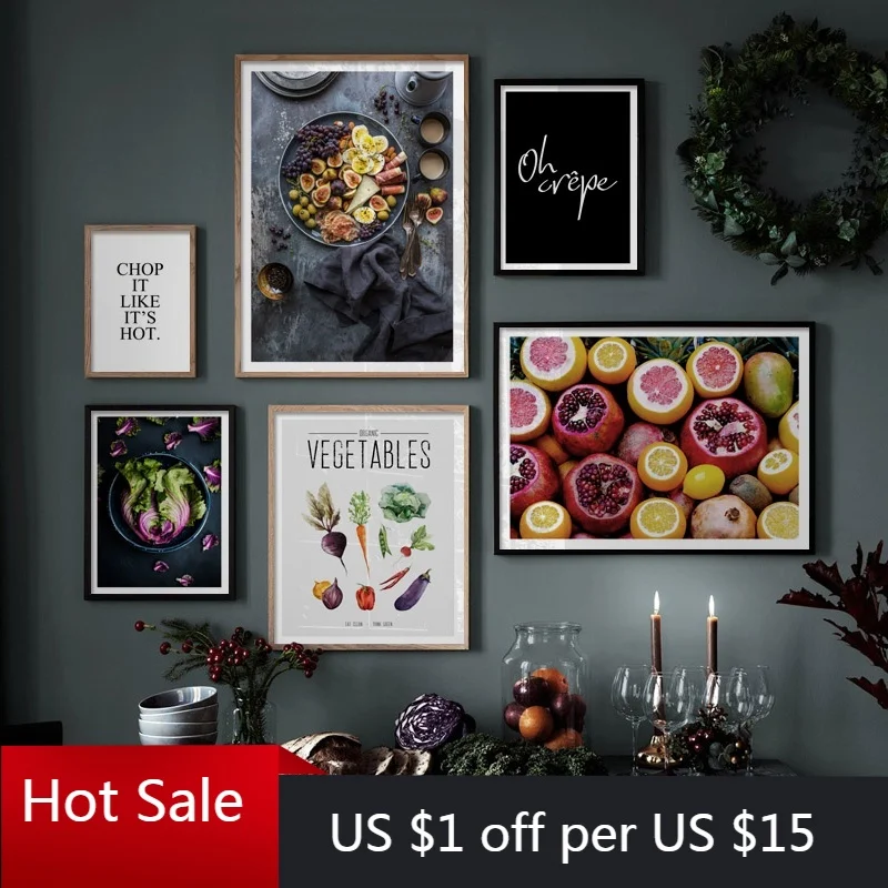 Скандинавская Картина на холсте принты Настенный декор фотографии простой овощи