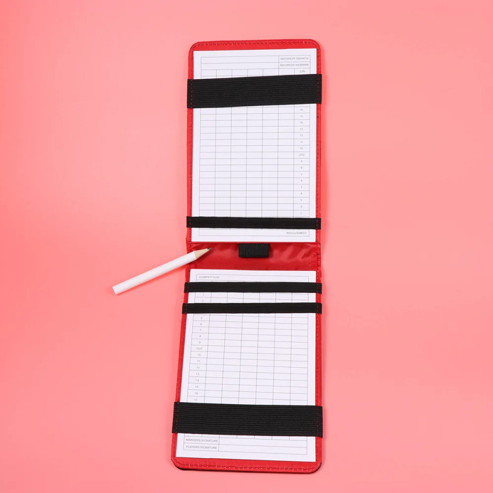 

PU Golf Scorecard Keeper Golf Score Book Scorecard Holder Golf Score Tracking Pocketbook Scoring Notebook(Red)