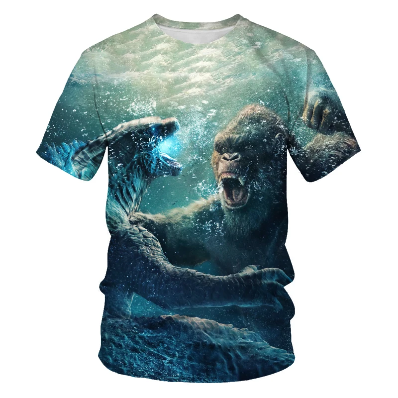 

Summer casual new loose large size T-shirt fashion men's 3DT shirt comfortable and breathable non-fading monster movie theme