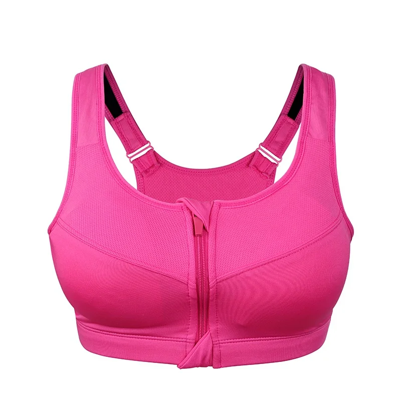 

Women Padded Seamless Sport Bra Front Zipper Push Up Vest Shockproof Breathable Gym Fitness Tops Summer USA Stock 2-7 Days