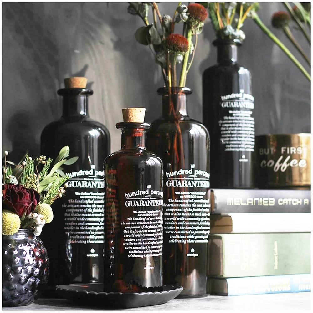 Ваза в стиле ретро черно-коричневая ваза шикарная стеклянная банка для хранения